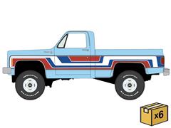 AUTO WORLD #AWSP264-CASE - 1967 Chevrolet Silverado Pickup Square Body in Light Blue with Red White and Blue Panels - Spirit of 1976