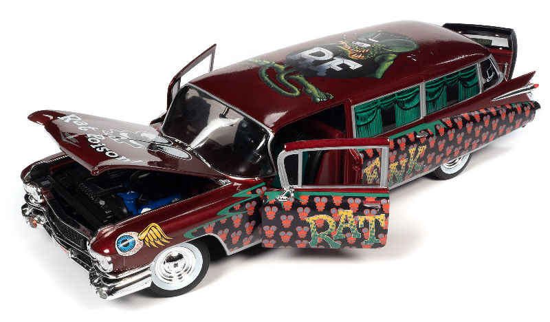 Rat Fink - 1959 Cadillac Eldorado Hearse in Black Red and Green - 303