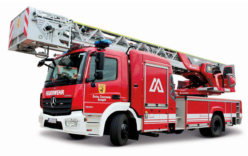 全世界限定メルセデスベンツ警察車両　DWJ fire brigade model Fire Department - Mercedes Magirus DLK 23/12 Fire Truck in Red and