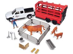 BIG COUNTRY #BC517 - 18-Piece Pickup Truck and Cattle Trailer Playset - Big Country Adventure