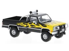 BREKINA #19693 - 1982 Chevrolet C 10 Pickup in Black with Yellow Flames