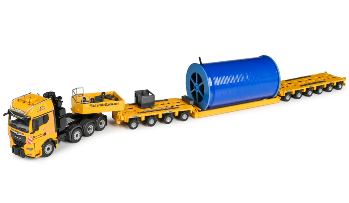 Schmidbauer KG & Goldhofer ミニカートレーラーセット Schmidauer - MAN TGX Tractor with Goldhofer Transport Trailer