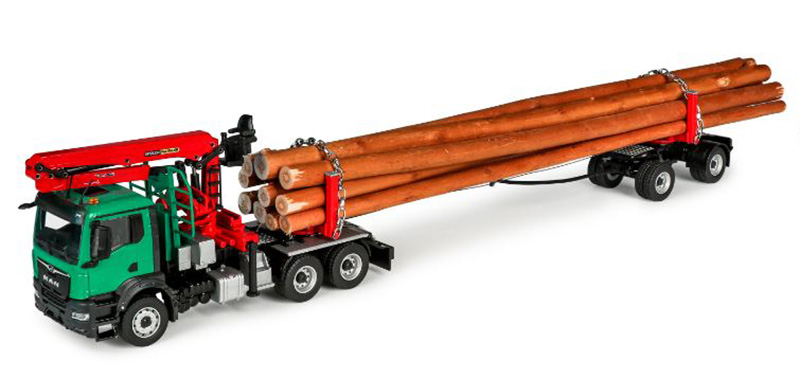 1/50 Conrad MAN TGS DOLL 長尺原木運搬トラック MAN TGS NN with Doll Long Timber Hauler and Loader Crane - 81179-01