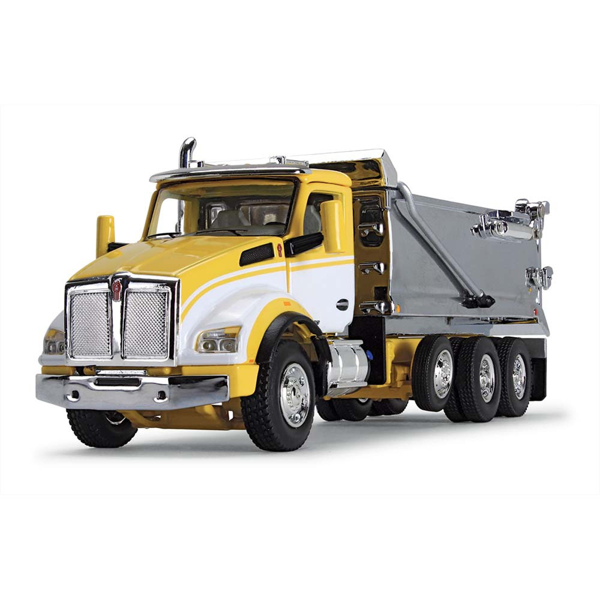 Kenworth T880 Rogue Dump Truck in Yellow White and Chrome - 60-1416