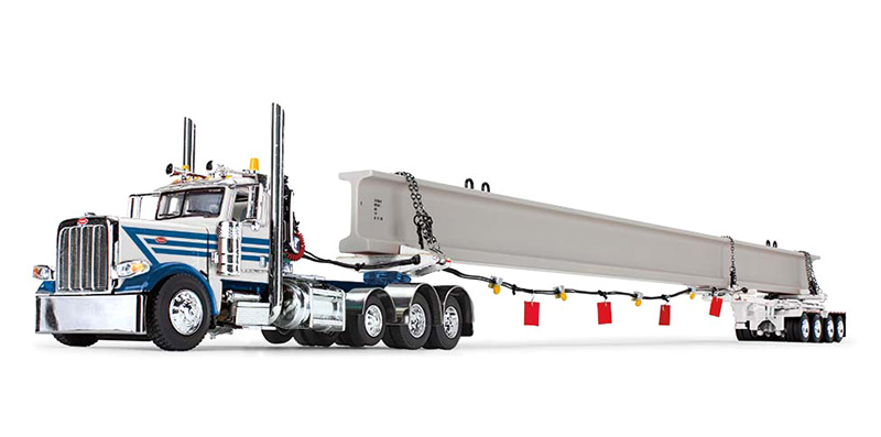 Peterbilt Model 389 Day Cab in White and Blue with ERMC 4-Axle