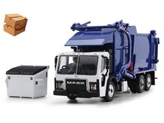 DCP #60-1797-BOX - Mack LR Refuse Truck in Blue and White with McNeilus Meridian Front Loader Trash Bin