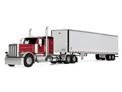 DCP #60-2171 - Peterbilt Model 589 with 58 Flat Top Sleeper and 53 Utility Trailer In Legendary Red