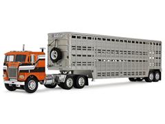 DCP #60-2290 - Freightliner COE in Orange and Black with 45 Wilson Vintage Livestock Trailer