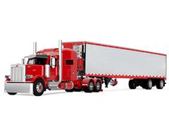 DCP #69-2170 - Blackjack Express - Peterbilt Model 589 in Red with 78 Mid-Roof Sleeper and 53 Utility Trailer with Reefer - Big