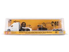 DIECAST MASTERS #84423 - Peterbilt 579 in White with Lowboy Trainer and Caterpillar 315C Excavator