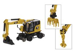 85612 - Diecast Masters Caterpillar M323F Railroad Wheeled Excavator Safety Yellow