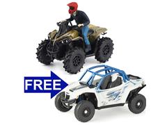 DIECAST MASTERS #ATV-COMBO - Can-Am Renegade X mr 1000R ATV in Liquid Titanium and Magma Red