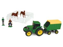 35936 - ERTL Toys John Deere Tractor and Forage Wagon Farm