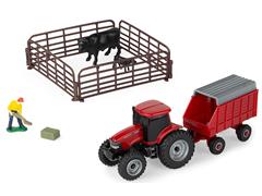 ERTL #37974A-2 - Case IH Tractor with Forage Wagon 10-Peice Playset