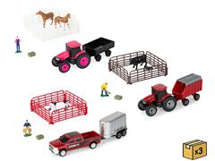 ERTL #37974A-CASE - Case IH - Farm Vehicle and Livestock Playset - 9-Piece Factory-Sealed CASE