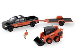 ERTL #47707 - Kubota Skid Steer Loader and Truck with Trailer and Sitting Figure