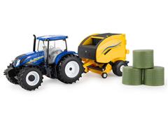 New Holland T6175 Tractor and 561 Round Baler #61029