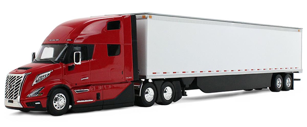 Volvo VNL 860 High-Roof Sleeper Cab in Red with 53 Trailer with
