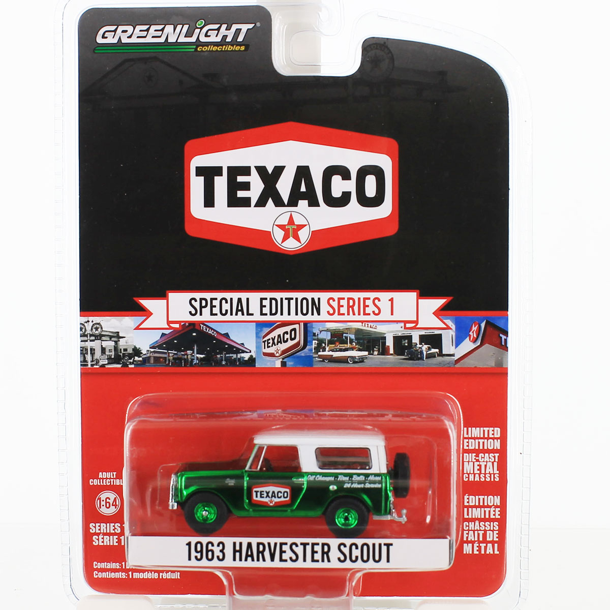 たこ Texaco - 1963 Harvester Scout in Chrome Green- Texaco Special