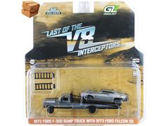 GREENLIGHT #29925-SP1-BOX - 1972 Ford F-350 Ramp Truck with 1973 Ford Falcon XB in Raw Body Grey - Last of the V8 Interceptors