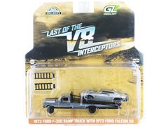 GREENLIGHT #29925-SP1 - 1972 Ford F-350 Ramp Truck with 1973 Ford Falcon XB in Raw Body Grey - Last of the V8 Interceptors