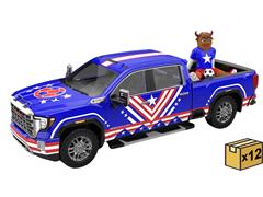 GREENLIGHT #30588-CASE - 2022 GMC Sierra 3500 HD - USA Tribute with Bison Figurine - International Soccer Celebration