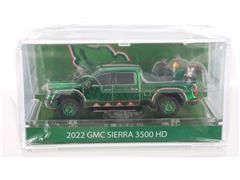 GREENLIGHT #30589-SP1 - 2022 GMC Sierra 3500 HD Pickup Truck in Green Chrome with Green Chrome Rims - Mexico Tribute with Eagle Figurine