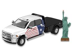 GREENLIGHT #30595 - 2018 Ram 3500 Dually Flatbed with Statue of Liberty Figurine - America 250 Edition