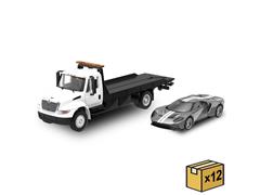 GREENLIGHT #30611-CASE - 2014 International Durastar 4400 and 2017 Ford GT in Liquid Grey with White Stripes