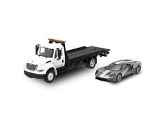 GREENLIGHT #30611 - 2014 International Durastar 4400 and 2017 Ford GT in Liquid Grey with White Stripes