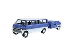 GREENLIGHT #32340-A - 1974 Ford Club Wagon in Medium Blue with Tear Drop Trailer
