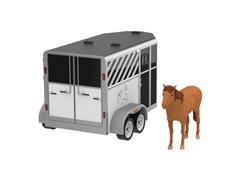 GREENLIGHT #48120-B - Horse Trailer in Black and Silver with Horse Figure