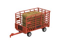 GREENLIGHT #48120-D - Bale Throw Wagon in Rusty Orange with Rectangular Bales of Hay