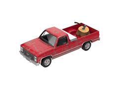 GREENLIGHT #48120-E - 1986 Chevrolet K30 Custom Deluxe Lifted in Red with Toolbox Tree Stump and Axe