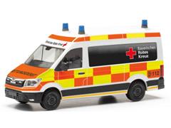 097918 - Herpa Model Bavarian Red Cross MAN TGE Ambulance high