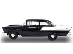 HIGHWAY 61 #18061 - 1957 Chevy 150 in Onyx Black with Gloss White Upper Sides and Trunk Lid - Barrett-Jackson