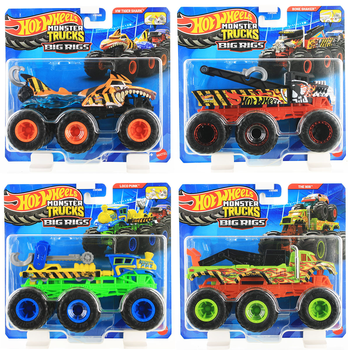 Hot Wheels Monster Trucks Big Rigs - 4-Piece Set in a Non