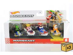 HOT WHEELS #GWB36-956J-CASE - Mario Kart 4-Pack Playset - 3 Pieces in a Non-Returnable Factory-Sealed Case