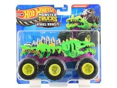 HOT WHEELS #HWN86-JCH42 - Skelesaurus - Big Rig Monster Truck in Green Yellow Purple and Silver