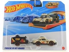 HOT WHEELS #HYT56-JCM61 - Porsche 911 Off-Roader in Tan with Trailer in Black