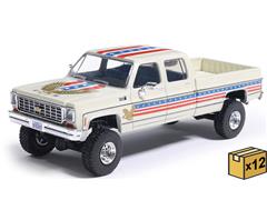 IXO AMERICA #IA64032-CASE - 1976 Chevrolet Custom Deluxe K30 Fleetside in White with Stars Stripes and Eagle Graphics