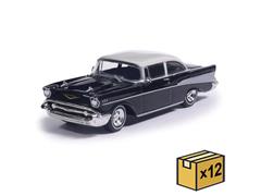 IXO AMERICA #IA64044-CASE - 1957 Chevrolet Bel Air in Onyx Black and Imperial White