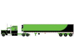 IXO AMERICA #U64TRTR015M - 1990 Kenworth W900 with Refer Van in Neon Green and Black