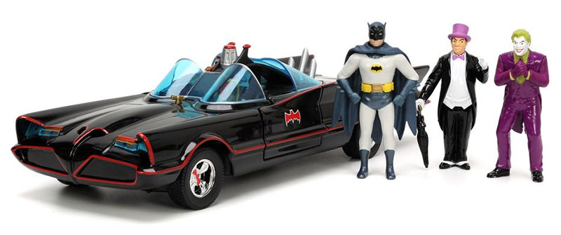 Batman 1966 Classic TV Series Deluxe Pack - Batmobile with 4