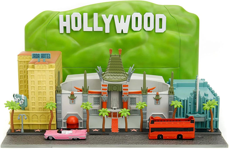 置物 Hollywood Hollywood Walk of Fame Nano Scene with Double-Decker Tour Bus in