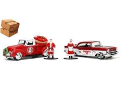 JADA TOYS #34441-BOX - 1941 Ford Pickup and 1957 Chevrolet Bel Air with Santa and Mrs Claus Figures