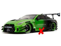 JADA TOYS #35724-X - Nissan Skyline GT-R R35 with Liberty Walk Body Kit in Green and Black - Pink Slips