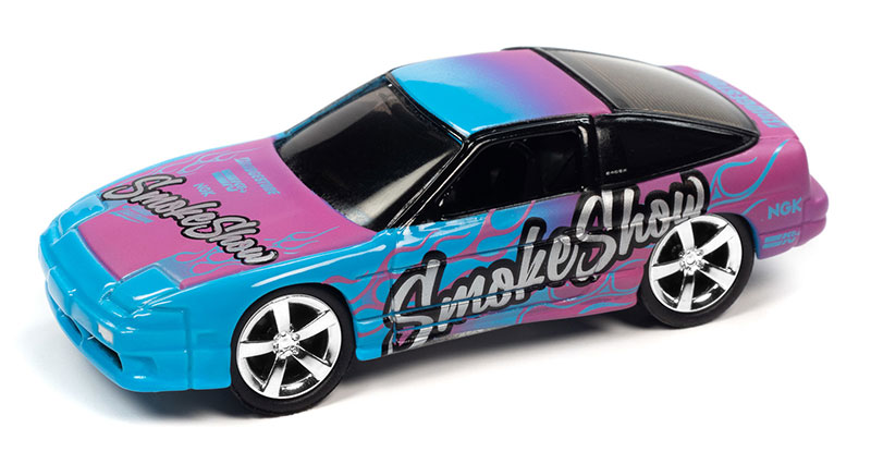 1990 Nissan 240SX in Cyan and Purple Smoke Show Graphics- Import