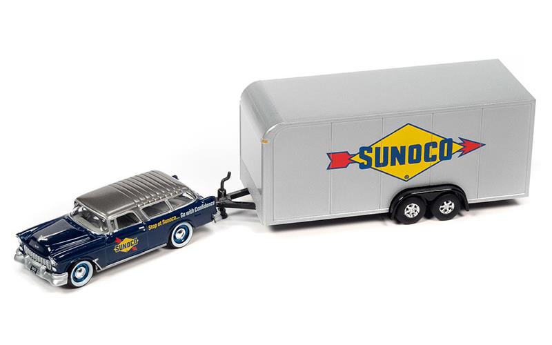 Sunoco - 1955 Chevrolet Nomad with Enclosed Trailer in Blue and