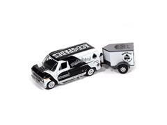 JOHNNY LIGHTNING #JLBT024-3 - Motorhead Ace of Spades - 1977 Ford Van with Small Enclosed Trailer in Black and White